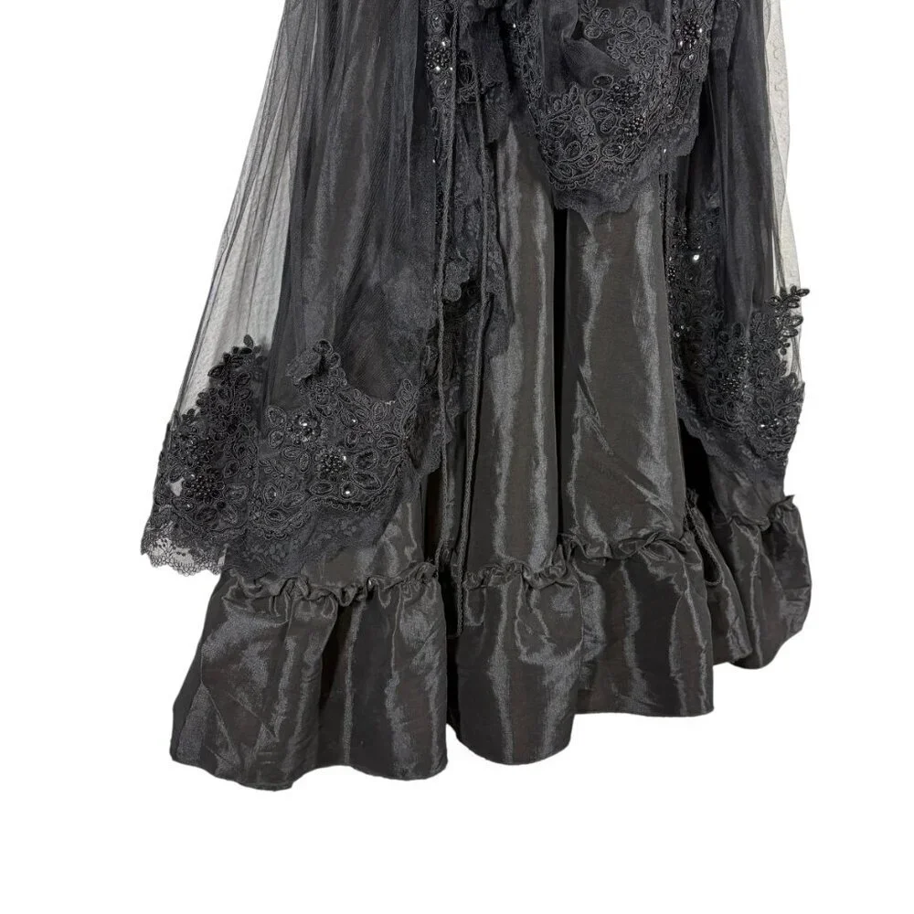 Punk Rave Black Lace Full Steampunk Goth Long Corset Skirt Women's Size Large - Picture 3 of 12